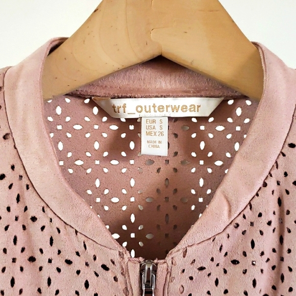 ZARA TRF  Perforated Suede Bomber Jacket - Picture 7 of 16